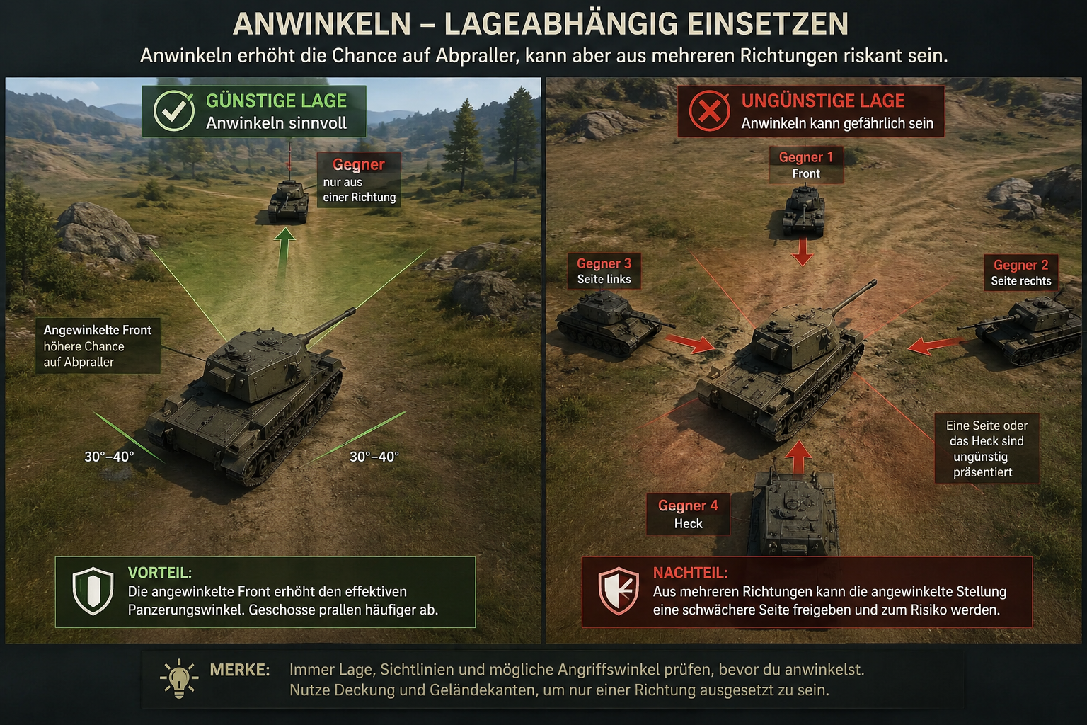 Anwinkeln der Wanne Lageabhängig einsetzen